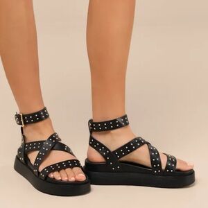 Lulus Black Studded Platform Sandals